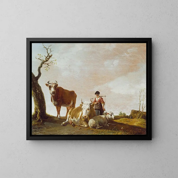 Die Milchmagd - Paulus Potter — gerahmtes Bild an der Wand