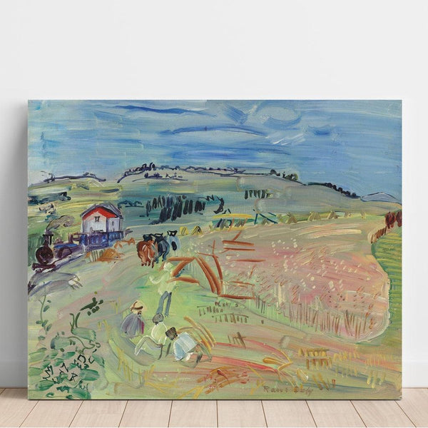 Reproduktion des Gemäldes Landschaftsgemälde mit Weizenfeld und Ochsen - Raoul Dufy
