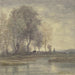 Landschaft mit Bauernhäusern unter großen Bäumen - Peter Burnitz — in einem Innenraum präsentiert