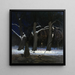 Winterlandschaft bei Nacht mit Hellebardenkämpfer - Henryk Szczygliski — gerahmtes Bild an der Wand