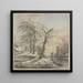Winterlandschaft Gemälde, ein Reisender überquert einen Bach auf einer Brücke - Jan Hulswit — gerahmtes Bild an der Wand