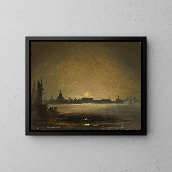 Dresden im Mondschein - Peder Balke — gerahmtes Bild an der Wand