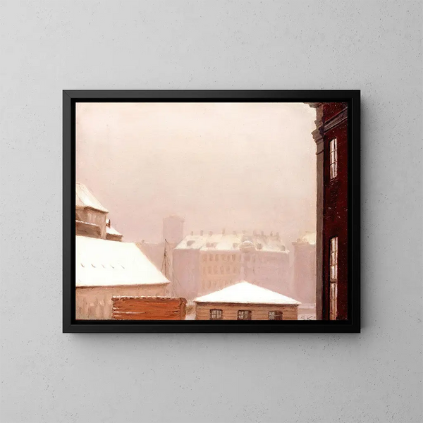 Dächer von Kopenhagen im Schnee - Peder Severin Krøyer — gerahmtes Bild an der Wand