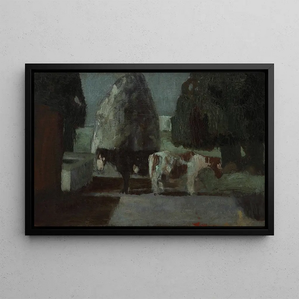 Garten unter dem Mond oder Ruhe im Quinta - Pedro Figari — gerahmtes Bild an der Wand