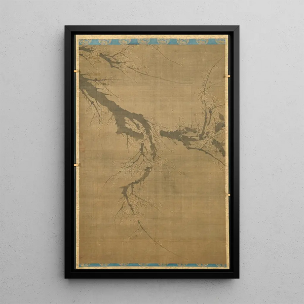 Pflaumenbaum mit Tinte - Peng Xu — gerahmtes Bild an der Wand