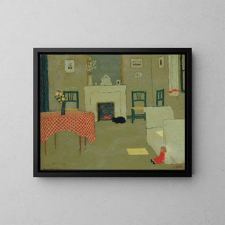 Innenraum Wohnzimmer - Pere Torné Esquius — gerahmtes Bild an der Wand