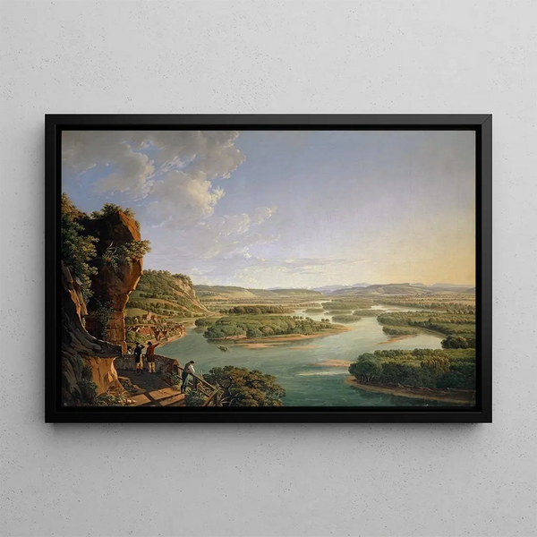 Blick vom Isteiner Klotz am Rhein nach Basel - Peter Birmann — gerahmtes Bild an der Wand