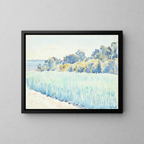 finnische Landschaft Weizenfeld bei einem Wald - Peter Hansen — gerahmtes Bild an der Wand