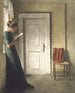 Innenraum-Gemälde mit rotem Schal - Peter Ilsted — Ansicht des Kunstwerks