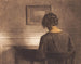 Junge Frau an einem halbkreisförmigen Tisch - Peter Ilsted — Ansicht des Kunstwerks