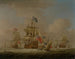 Kriegsschiffe der britischen Marine und ein Sloop - Peter Monamy — Ansicht des Kunstwerks