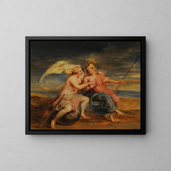 Allegorie des Glücks und der Tugend - Peter Paul Rubens — gerahmtes Bild an der Wand