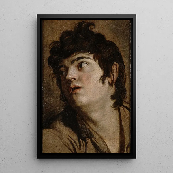 Kopf eines jungen Mannes - Peter Paul Rubens — gerahmtes Bild an der Wand