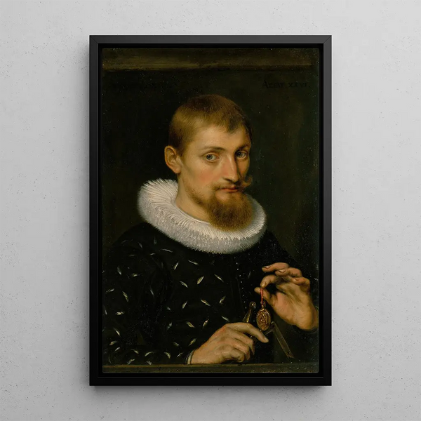 Portrait eines Mannes, möglicherweise Architekt oder Geograph - Peter Paul Rubens — gerahmtes Bild an der Wand