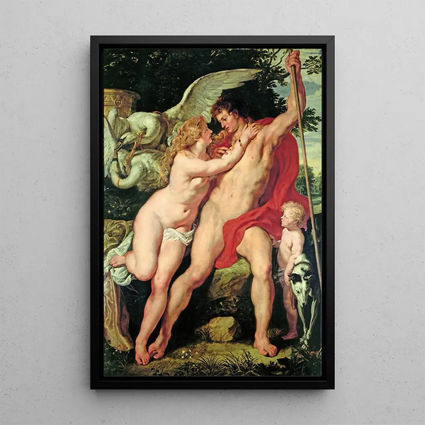 Venus und Adonis - Peter Paul Rubens — gerahmtes Bild an der Wand