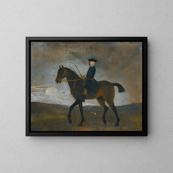 Portrait eines Herrn auf einem Pferd - Peter Tillemans — gerahmtes Bild an der Wand