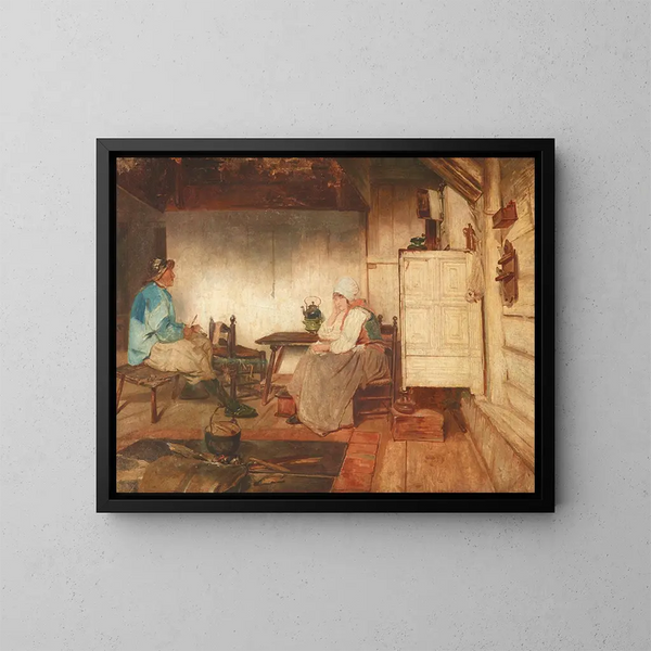 Innenansicht eines Fischerhauses in Marken - Petrus van der Velden — gerahmtes Bild an der Wand