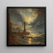 Leuchtturm im Hafen von Neapel im Mondschein - Joseph Rebell — gerahmtes Bild an der Wand