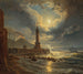 Leuchtturm im Hafen von Neapel im Mondschein - Joseph Rebell — Ansicht des Kunstwerks