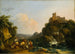 Landschaft mit Wasserfall, Schloss und Bauern - Philip James de Loutherbourg — Ansicht des Kunstwerks