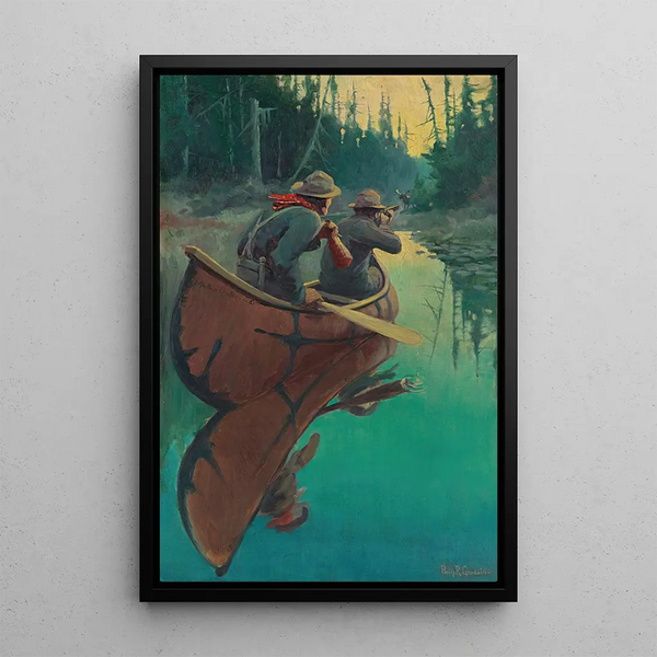 Jäger in Kanus - Philip R Goodwin — gerahmtes Bild an der Wand