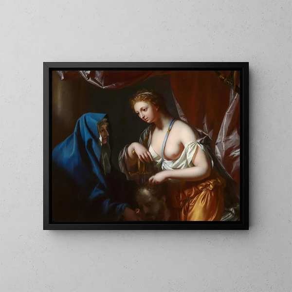 Judith mit dem Kopf Holofernes - Philip van Dijk — gerahmtes Bild an der Wand