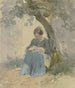 Frau sitzend unter einem Baum beim Nähen - Philipp Rumpf — Ansicht des Kunstwerks