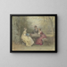 Lesung im Park, drei junge Damen im Watteau-Kleid sitzen um einen Steintisch - Philipp Rumpf — gerahmtes Bild an der Wand