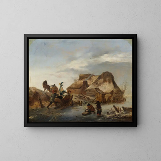 Philips Wouwerman - A Noblemans Sleigh on the Ice.webp