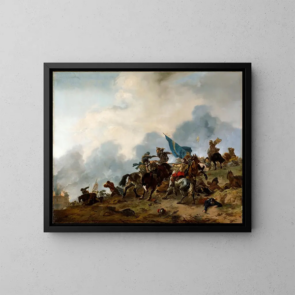 Schlachtenszene - Philips Wouwerman — gerahmtes Bild an der Wand