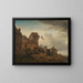 Bauern, die in der Nähe eines Dorfes kämpfen - Philips Wouwerman — gerahmtes Bild an der Wand