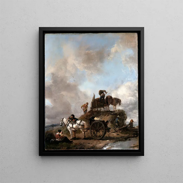 Philips Wouwerman - Peasants in the Fields Hay Harvest.webp