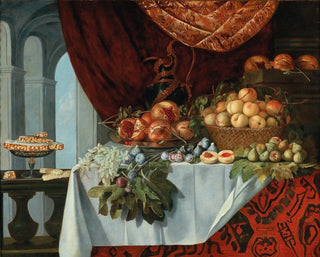Pier Francesco Cittadini - Pomegranates on a dish peaches in a basket figs and plums and grapes on a table.webp