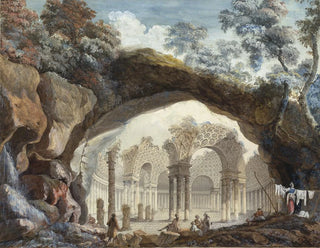 PierreAdrien Pris - Architectural Fantasy  Ruins of a Circular Temple Seen through a Natural Arch.webp