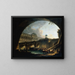 Caprice architektonischer eines Palastes, inspiriert vom Louvre und Pont Neuf, eingerahmt im Bogen einer Brücke - Pierre-Antoine Demachy — gerahmtes Bild an der Wand