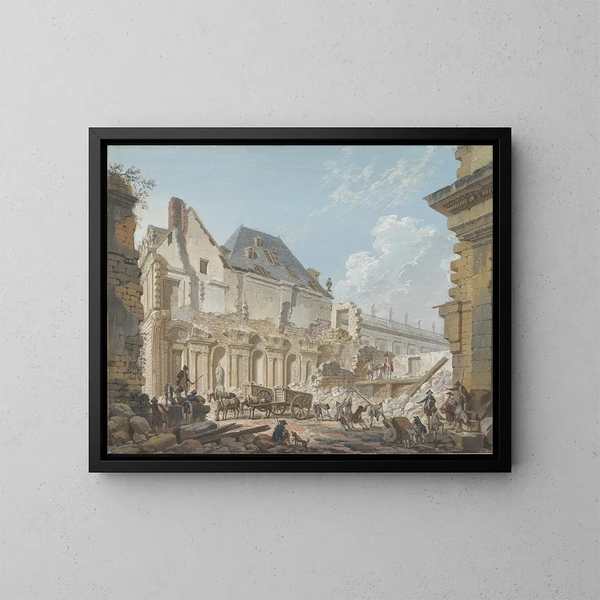 Abriss des alten Vorraums des Palais-Royal in Paris - Pierre-Antoine Demachy — gerahmtes Bild an der Wand