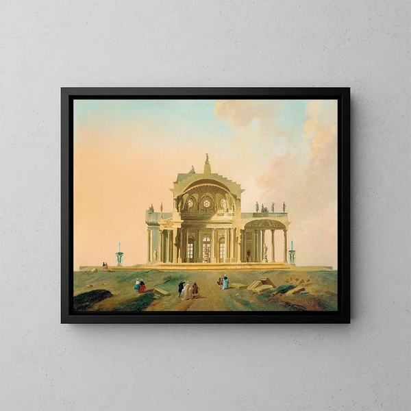 Fantastische architektonische Studie mit Figuren - Pierre-Antoine Demachy — gerahmtes Bild an der Wand