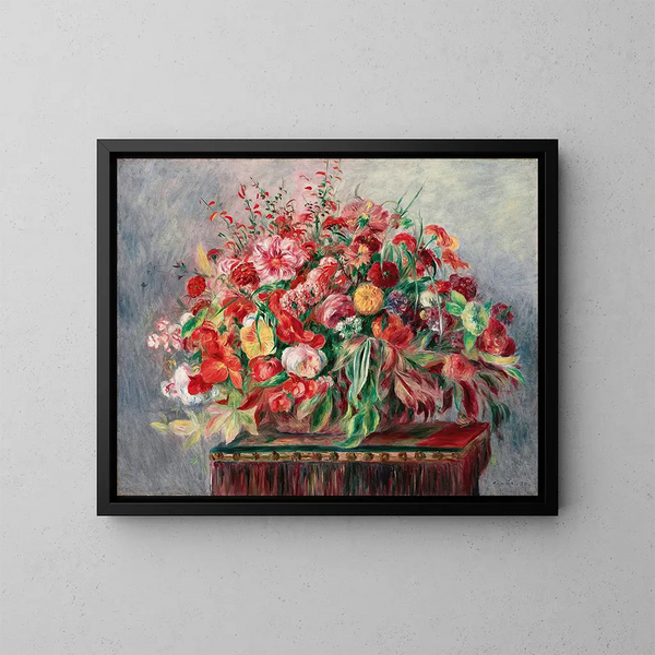 Korb mit Blumen - Pierre-Auguste Renoir — gerahmtes Bild an der Wand