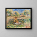 Frau sitzend in einer Landschaft - Pierre-Auguste Renoir — gerahmtes Bild an der Wand