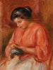 Girl Darning Femme reprisant - Pierre-Auguste Renoir — Ansicht des Kunstwerks