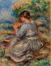 Mädchen in einer Landschaft Junge Mädchen sitzt in einem Garten - Pierre-Auguste Renoir — Ansicht des Kunstwerks