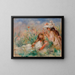 Mädchen im Gras, die einen Blumenstrauß arrangieren - Pierre-Auguste Renoir — gerahmtes Bild an der Wand