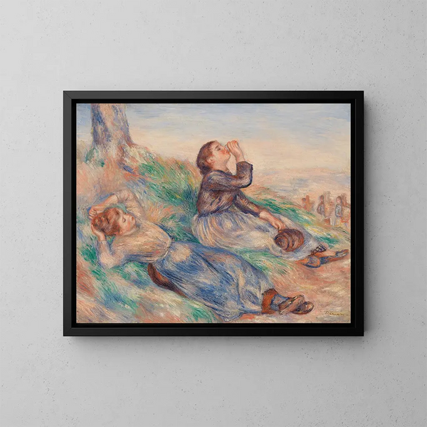 Weinlesehelferinnen - Pierre-Auguste Renoir — gerahmtes Bild an der Wand