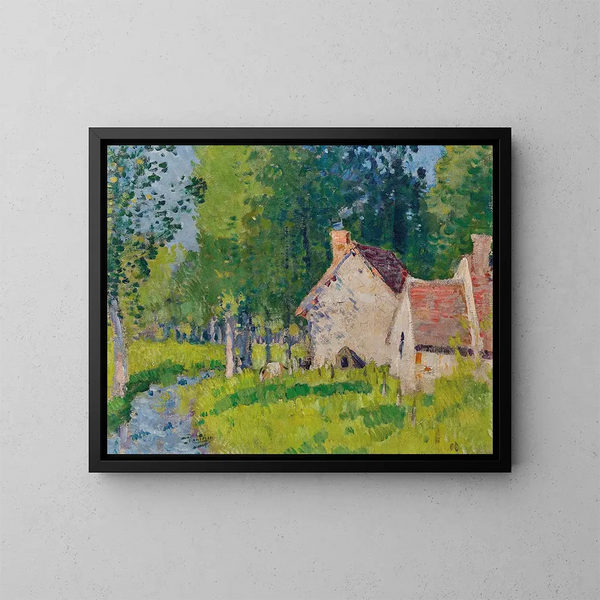 Am Flussufer - Pierre-Eugène Montzin — gerahmtes Bild an der Wand