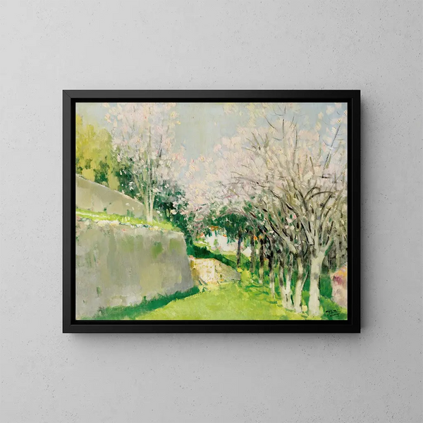 Die Mandelbäume in Cap Ferrat - Pierre-Eugène Montzin — gerahmtes Bild an der Wand