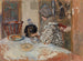 Frau und Hund am Tisch - Pierre Bonnard — Ansicht des Kunstwerks