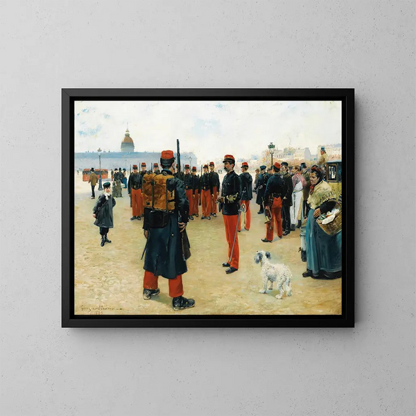 Elfen Korporale auf dem Place des Invalides in Paris - Pierre Georges Jeanniot — gerahmtes Bild an der Wand