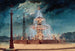 Ansicht bei Nacht eines dekorierten Brunnens auf dem Place de la Concorde unter dem Zweiten Kaiserreich - Pierre Manguin — Ansicht des Kunstwerks
