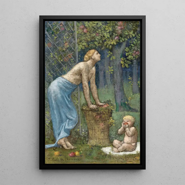 Apfelernte - Pierre Puvis de Chavannes — gerahmtes Bild an der Wand
