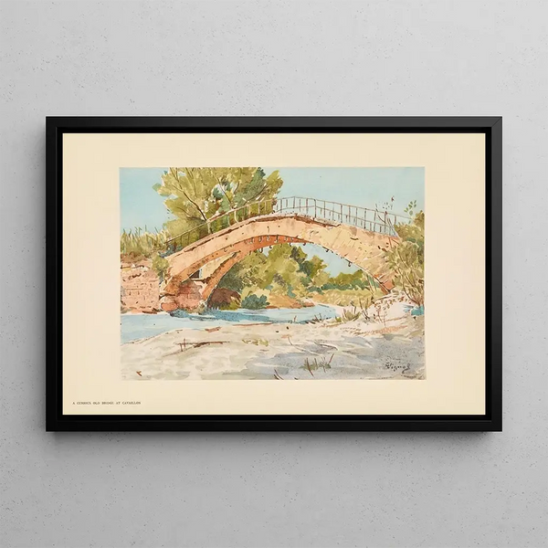 Ein alter neugieriger Brücke in Cavaillon - Pierre Vignal — gerahmtes Bild an der Wand